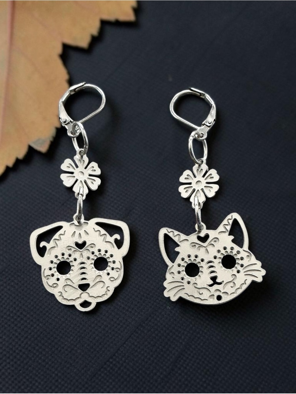 🆕 Dog & Cat Day of the Dead Dangle Earrings